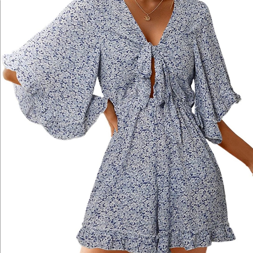 Blue floral romper